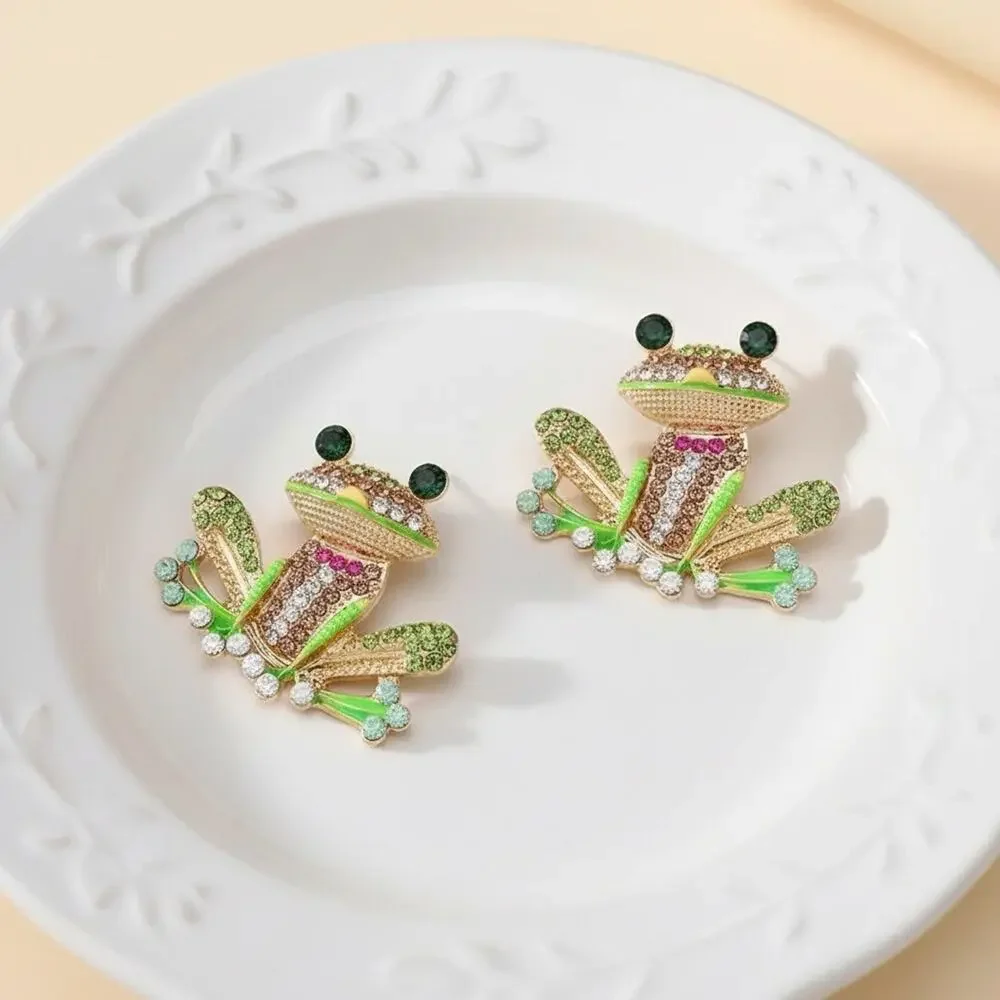 Baublebar Frog Earrings Gold CZ Stud Statement Whimsical Boho Crystal Retro VTG